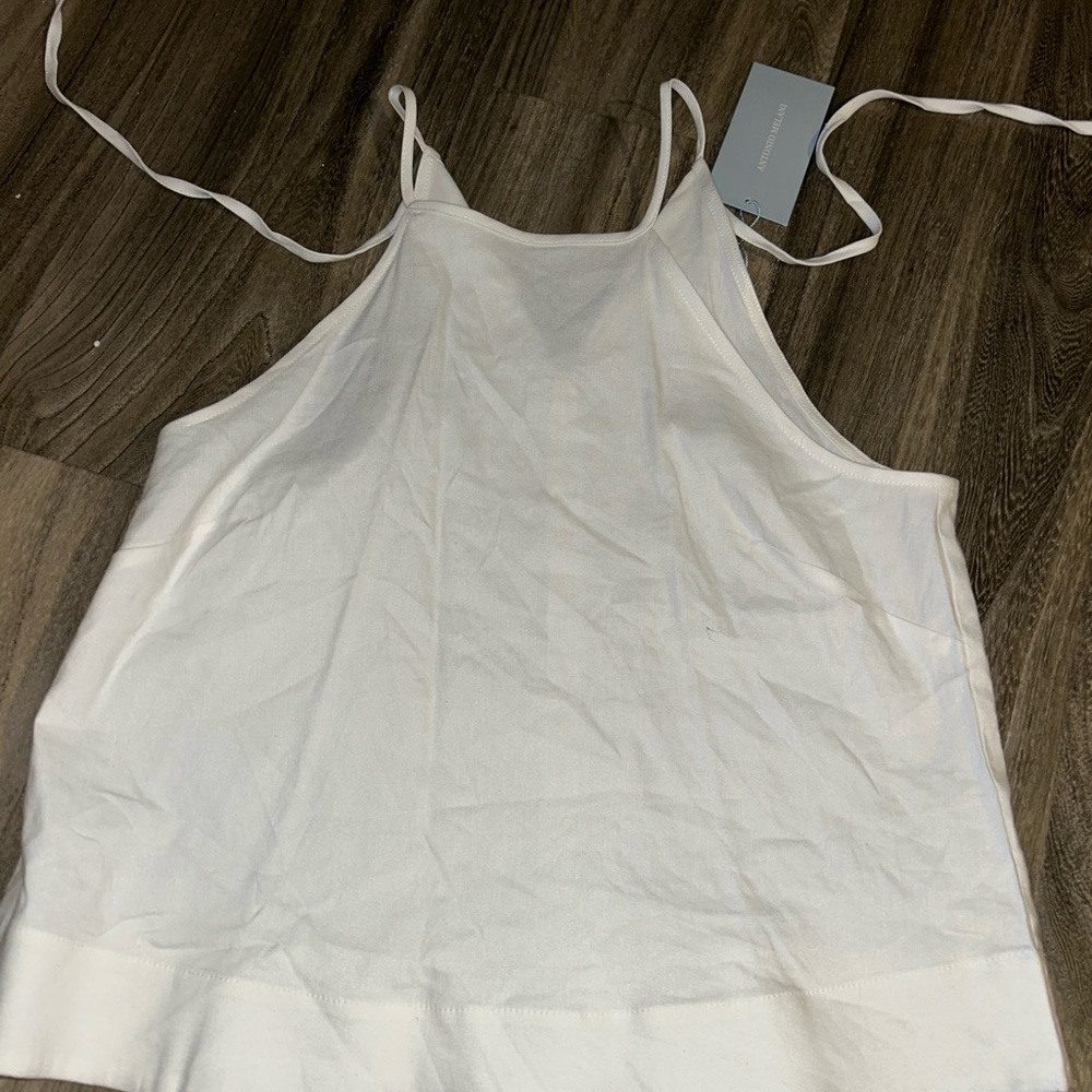 NWT Antonio Melani white halter neck white rope